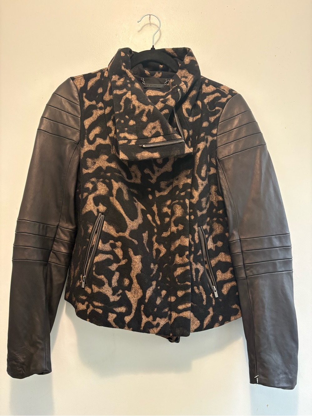 Diane Von Furstenberg Animal Print Moto Jacket